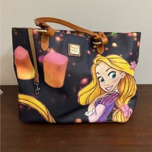 Dooney & Bourke Black and Brown Tote with Rapunzel Design